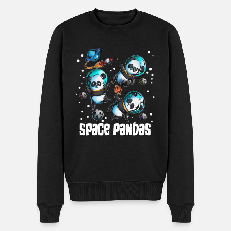 Space Pandas Raumschiff Planeten Asteroiden Medeor - Männer Premium Bio Pullover - Schwarz