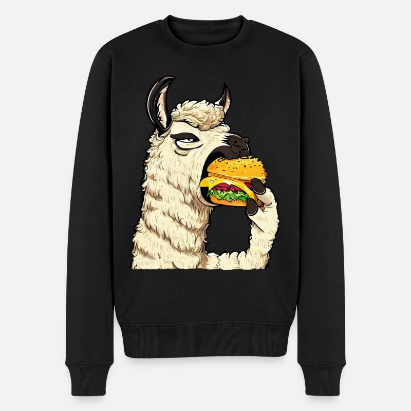 Lama mangeur de cheeseburger - Pull Premium bio Homme - noir