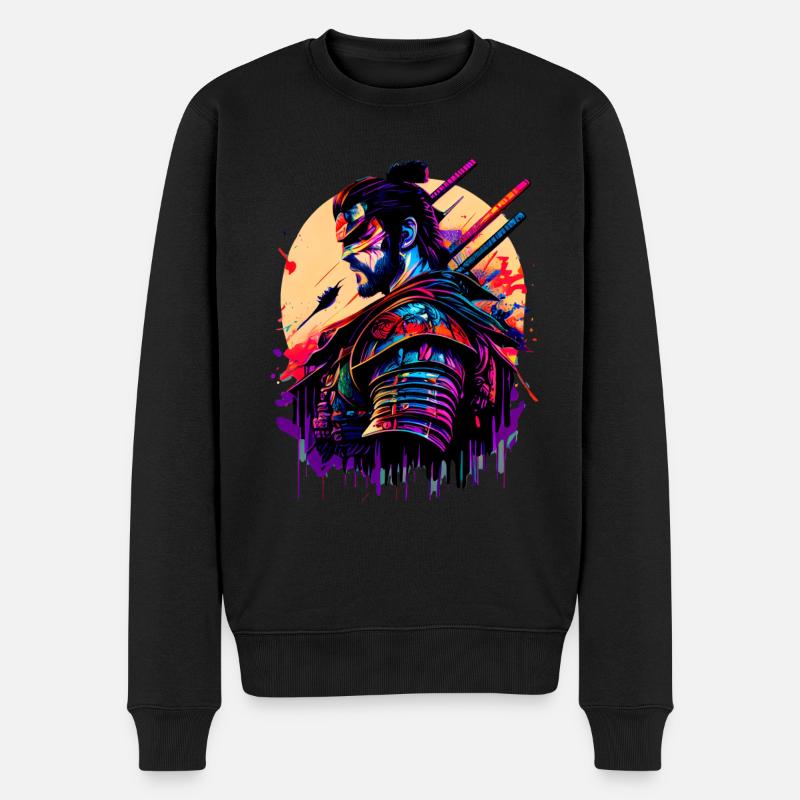illustration Samurai Warrior Japon - Pull Premium bio Homme - noir