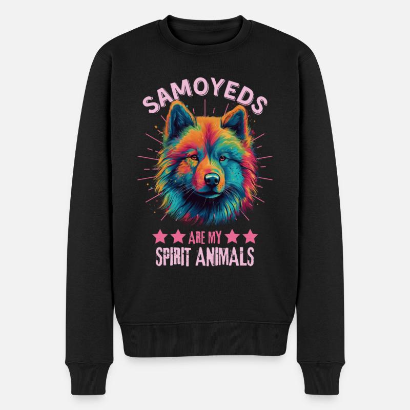 Samojede Liebhaber Bunter Samojede - Männer Premium Bio Pullover - Schwarz