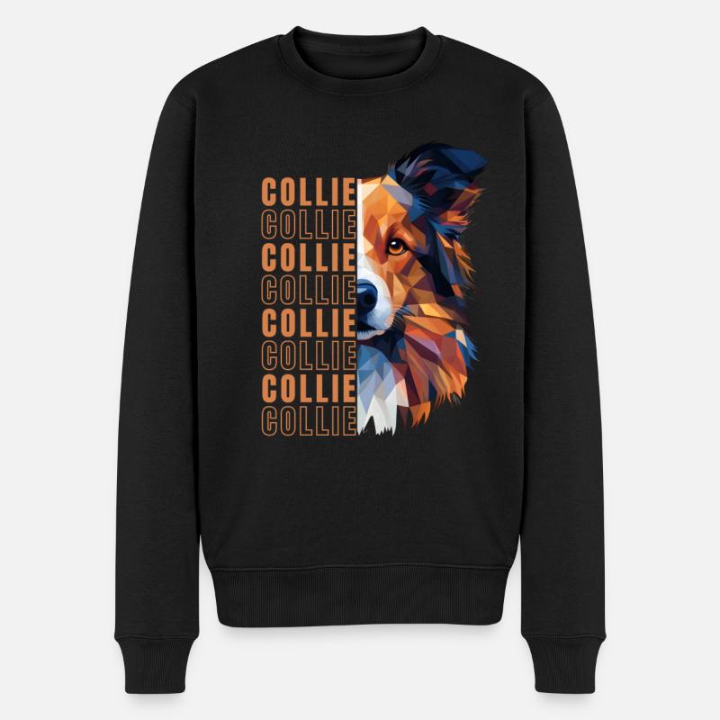 Collie Liebhaber Geometrie Collie Kunst - Männer Premium Bio Pullover - Schwarz