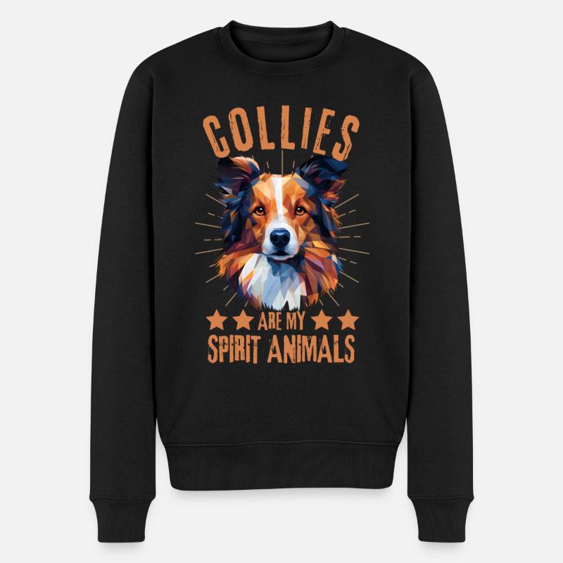 Collie Liebhaber Geometrie Collie Kunst - Männer Premium Bio Pullover - Schwarz