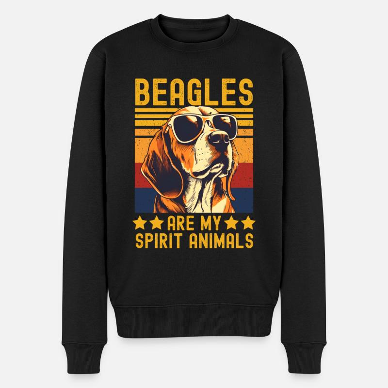 Beagle mit sonnenbrille retro - Männer Premium Bio Pullover - Schwarz