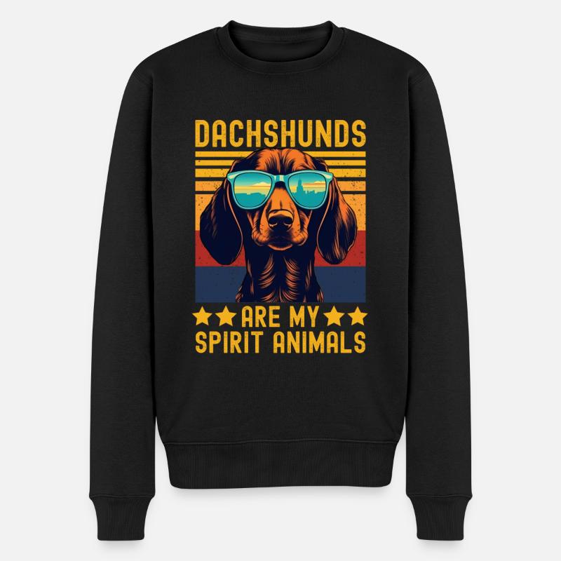 Dackel mit sonnenbrille retro - Männer Premium Bio Pullover - Schwarz