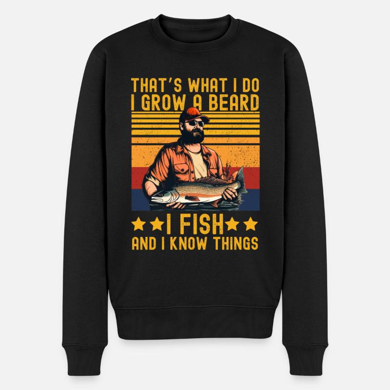 Lustiger Angler Spruch retro - Männer Premium Bio Pullover - Schwarz