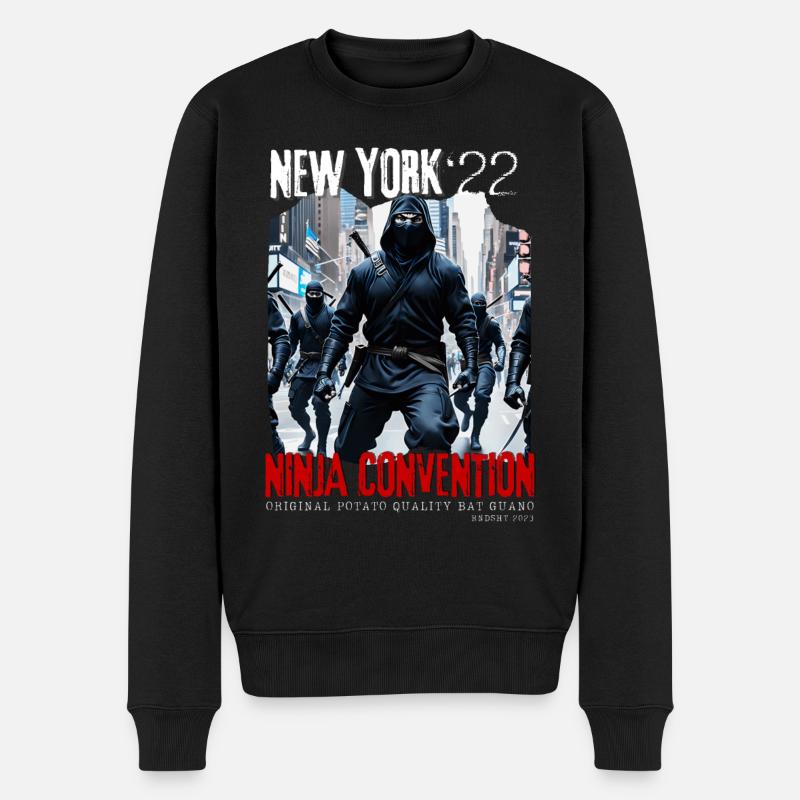 New York 2022 Ninja Convention - RETRO PRINT - Männer Premium Bio Pullover - Schwarz