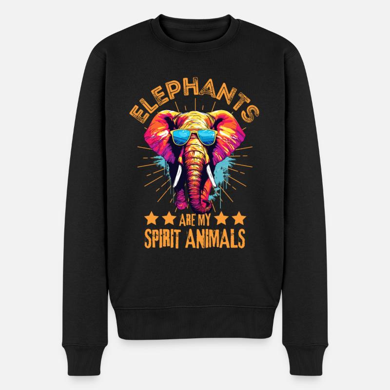 Elefant mit Sonnenbrille - Männer Premium Bio Pullover - Schwarz