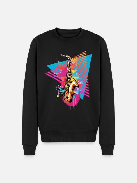 Saxophone 80s 90s - Pull Premium bio Homme - noir