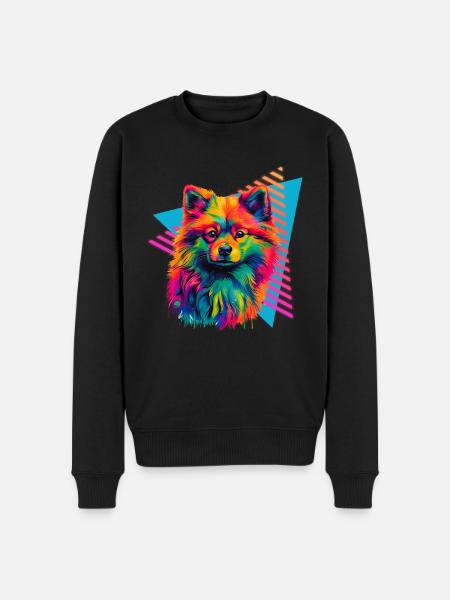 Miniature Spitz 80s Style - Men's Premium Organic Jumper - black