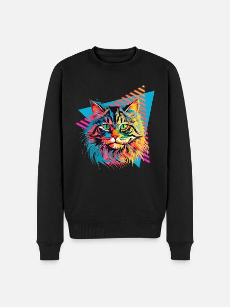 Siberian cat 80s style - Men's Premium Organic Jumper - black