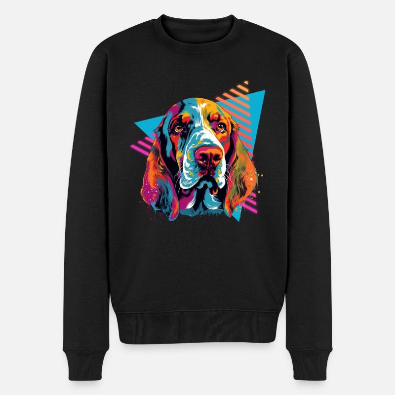 Basset Hound 80s Style - Pull Premium bio Homme - noir