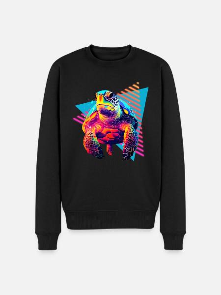 Sea turtle 80s style - Men's Premium Organic Jumper - black