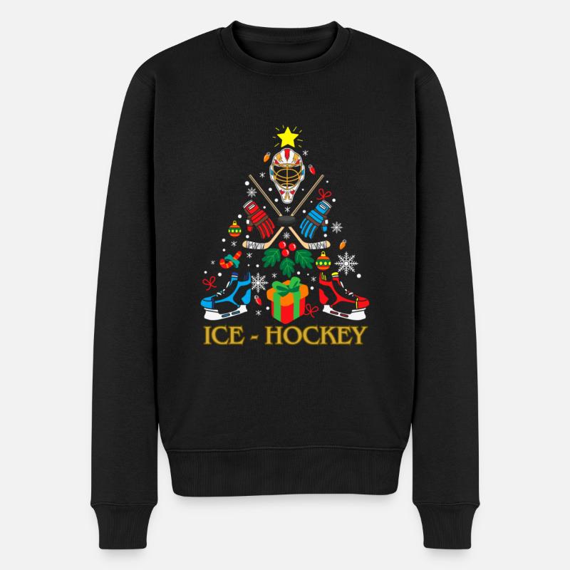 Eishockey Weihnachtsbaum Weihnachten - Männer Premium Bio Pullover - Schwarz
