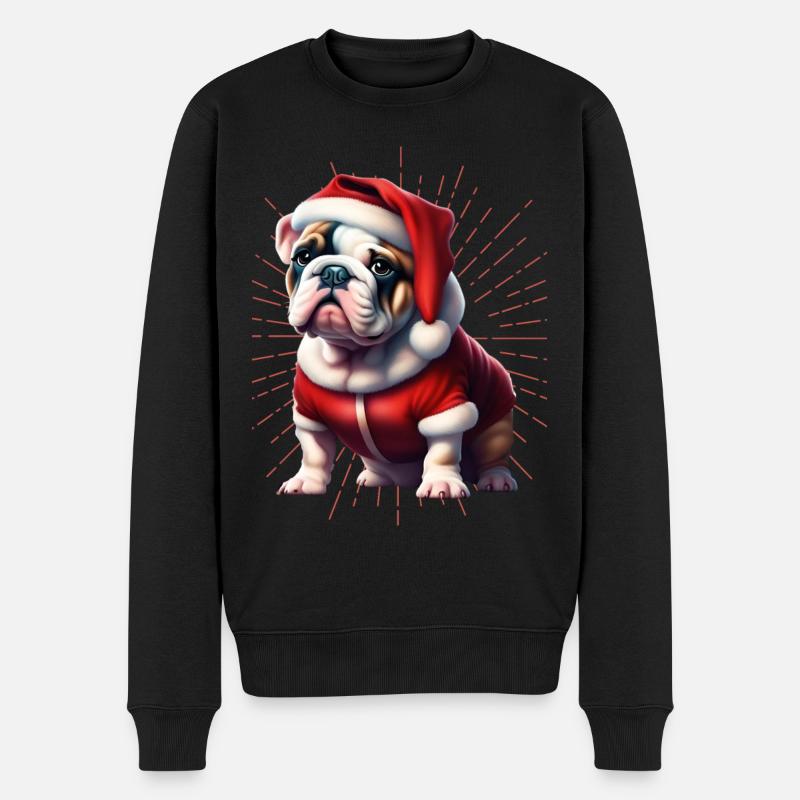 Bulldog Joyeux Noël Chien Chiens - Pull Premium bio Homme - noir