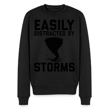 Sturmjäger Sprüche | Gewitter Meteorologe Geschenk - Männer Premium Bio Pullover - Schwarz - Vorne - Nico (187cm)