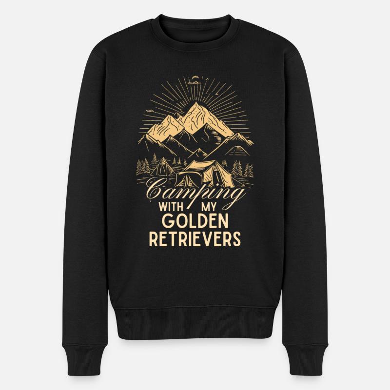 Golden Retrievers Camping - Männer Premium Bio Pullover - Schwarz