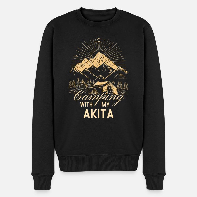 Akita Camping - Männer Premium Bio Pullover - Schwarz