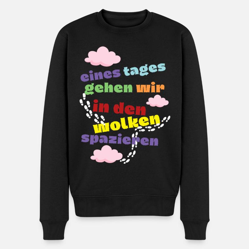eines Tages - Wolken - Trauer und Verlust Motiv - Männer Premium Bio Pullover - Schwarz
