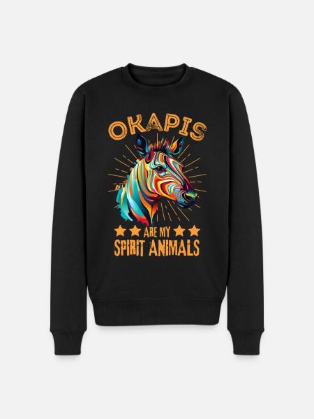 Buntes Okapi Farbkleckse Farbspritzer - Männer Premium Bio Pullover - Schwarz