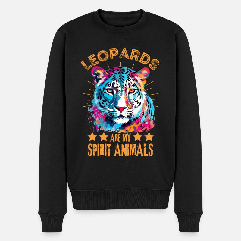 Colorful snow leopard paint splash - Men's Premium Organic Jumper - black