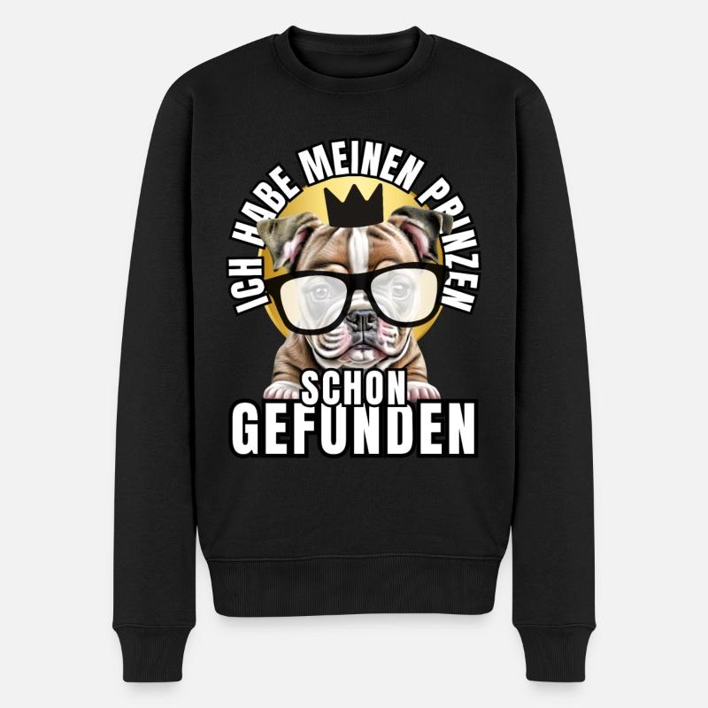 PRINCES FOUND - BULLDOG chien CHIENS - Pull Premium bio Homme - noir