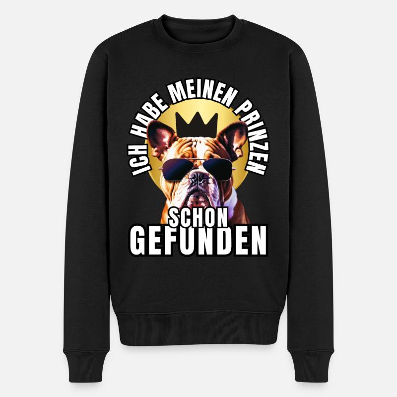 PRINCES FOUND - BULLDOG chien CHIENS - Pull Premium bio Homme - noir