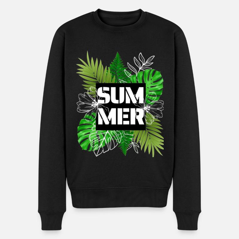 Plantes d’été Feuilles de palmier - Pull Premium bio Homme - noir