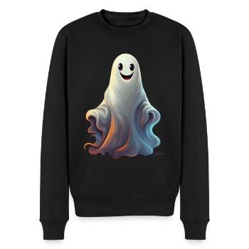 Ein niedliches Gespenst passend zu Halloween - Männer Premium Bio Pullover - Schwarz - Vorne - Nico (187cm)