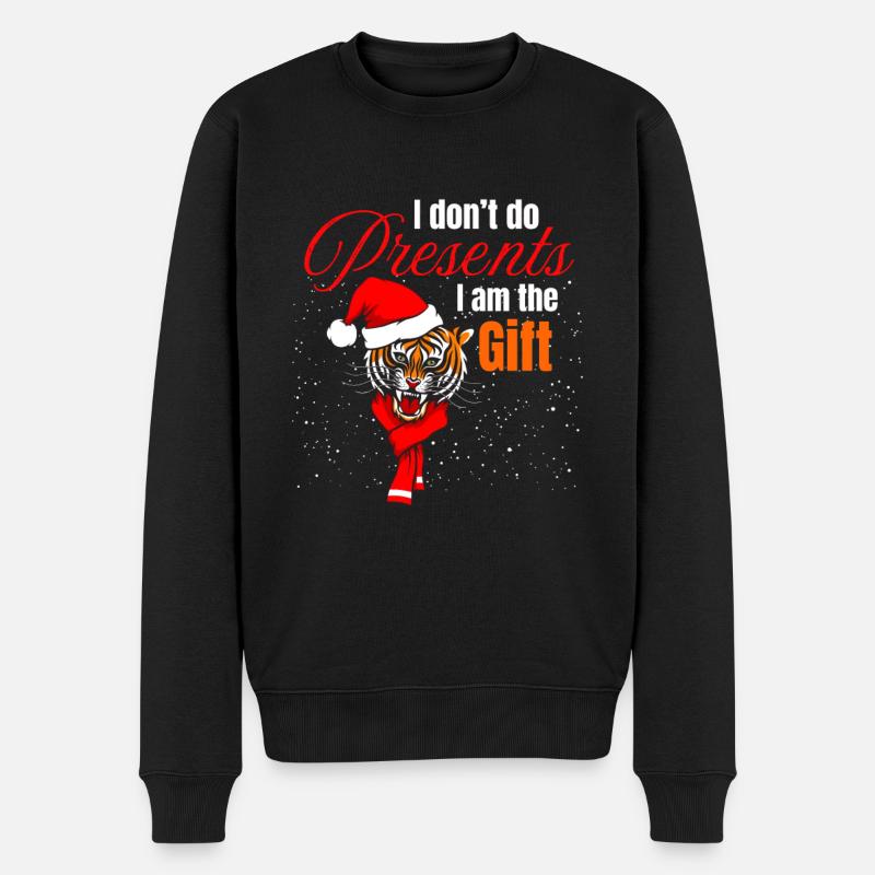 Weihnachtlicher Tiger - Männer Premium Bio Pullover - Schwarz