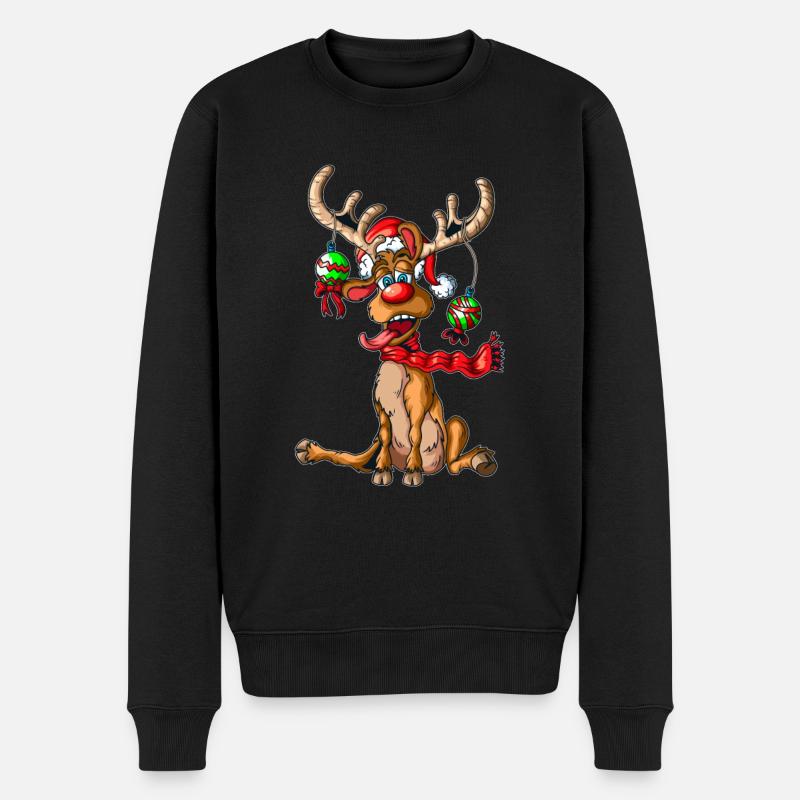 Rentier geschmückt an Weihnachten Christbaumkugeln - Männer Premium Bio Pullover - Schwarz
