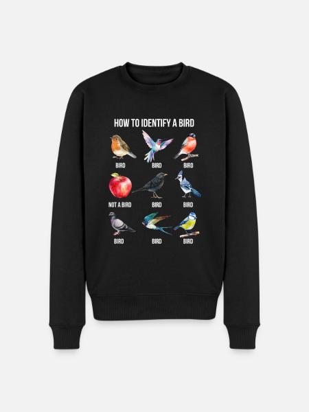 Sjov fugl nørd design Sådan identificerer du en fugl - Økologisk premium-sweatshirt til mænd - sort