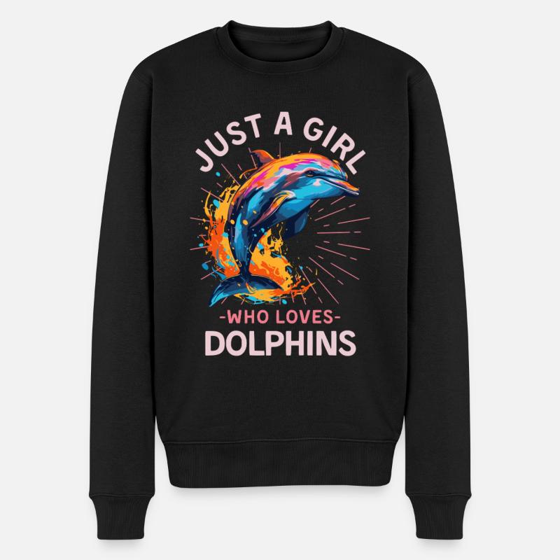 Delfin Farbspritzer Spruch für Frauen - Männer Premium Bio Pullover - Schwarz