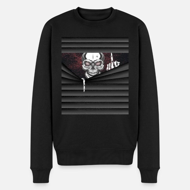 Halloween Kostüm Skelett Mittelfinger - Männer Premium Bio Pullover - Schwarz