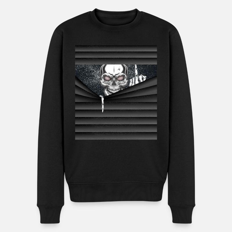 Halloween Kostüm Skelett Mittelfinger - Männer Premium Bio Pullover - Schwarz