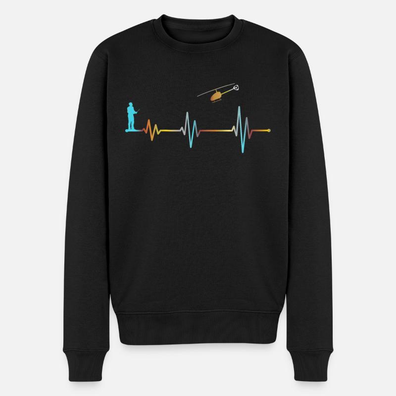 Herzschlag Heart Beat RC Hubschrauber Modell Heli - Männer Premium Bio Pullover - Schwarz