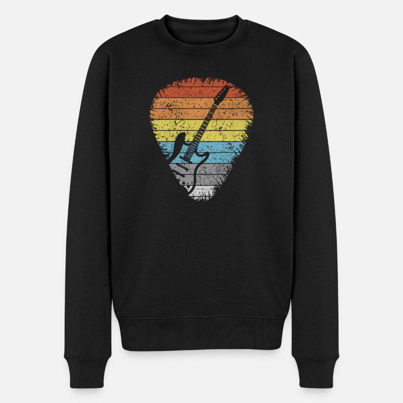 Gitarren Geschenk Gitarristen Retro Plektrum Musik - Männer Premium Bio Pullover - Schwarz