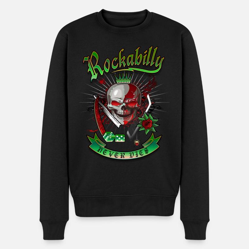 Rockabilly Skull - Pull Premium bio Homme - noir