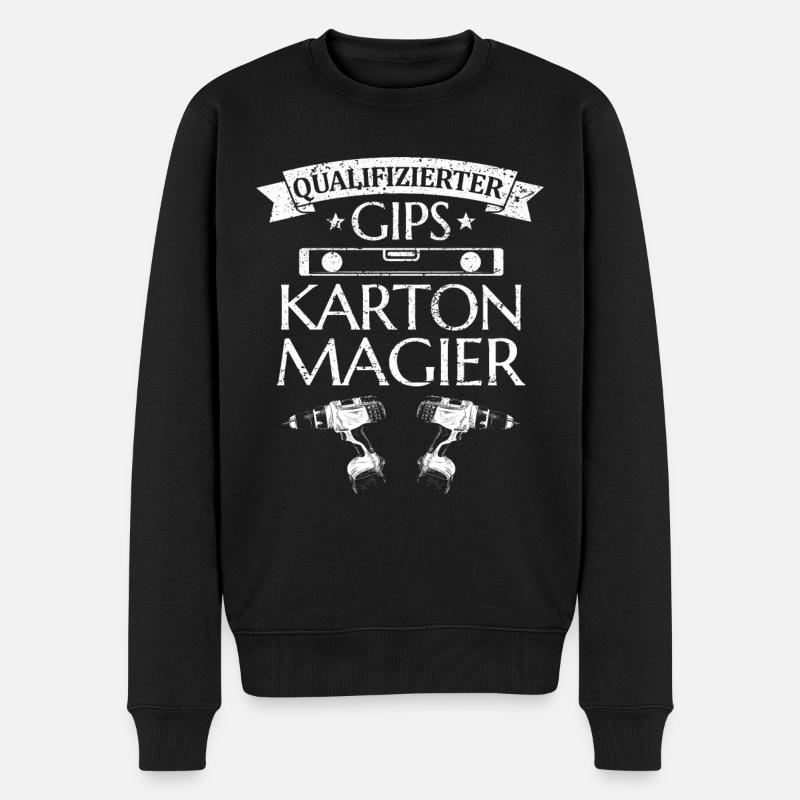 Lustiges Trockenbauer Gips Karton Magier Monteur - Männer Premium Bio Pullover - Schwarz