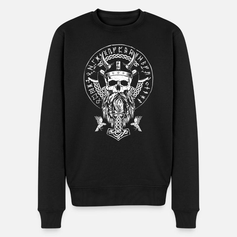 Okklutismus Wikinger Schädel Keltisch Germanisch - Männer Premium Bio Pullover - Schwarz