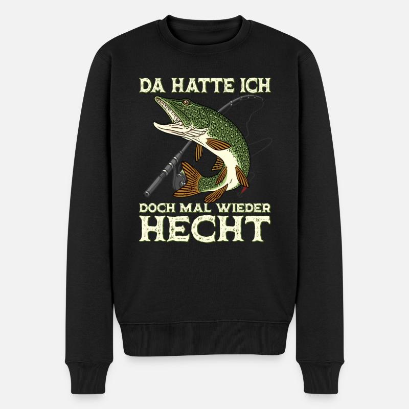 Angeln Hecht Raubfisch für Angler Spruch Geschenk - Männer Premium Bio Pullover - Schwarz