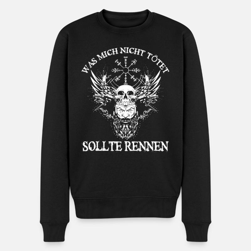 Wikinger Raben Odin Vegvisir Bart Mythologie Rune - Männer Premium Bio Pullover - Schwarz