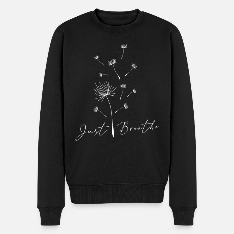 Just Pusteblume Breathe Löwenzahn Sommer Frühling - Männer Premium Bio Pullover - Schwarz