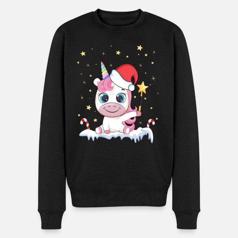 Einhorn Maske Weihnachten Quarantäne Mundschutz - Männer Premium Bio Pullover - Schwarz