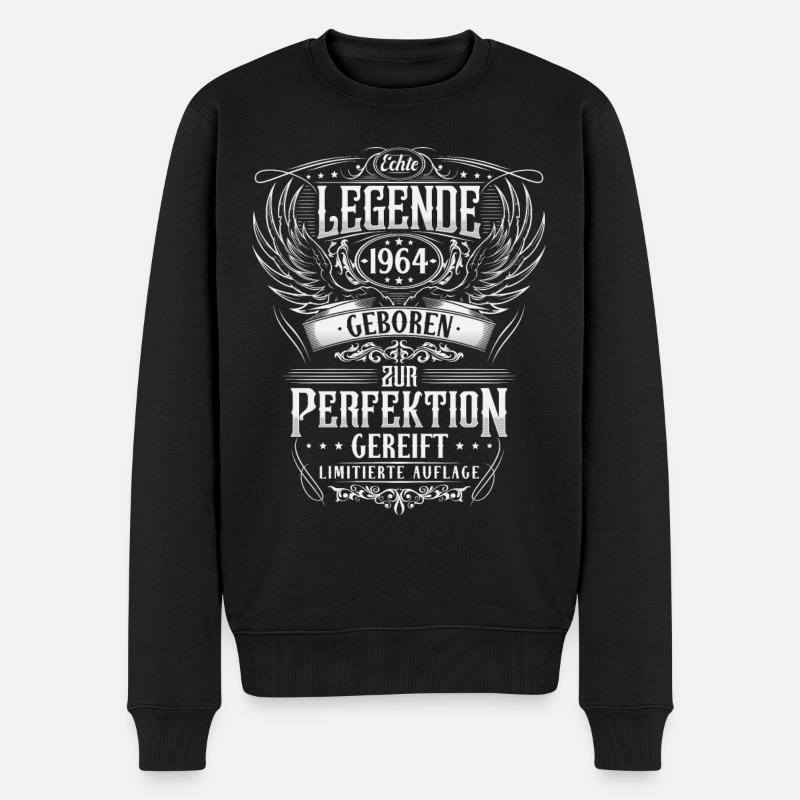 1964 Jahrgang geboren Legenden Geburtstag Geschenk - Männer Premium Bio Pullover - Schwarz