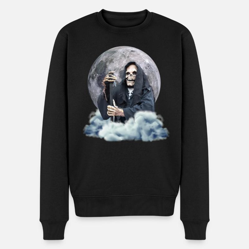 Totenkopf Sensenmann - Männer Premium Bio Pullover - Schwarz