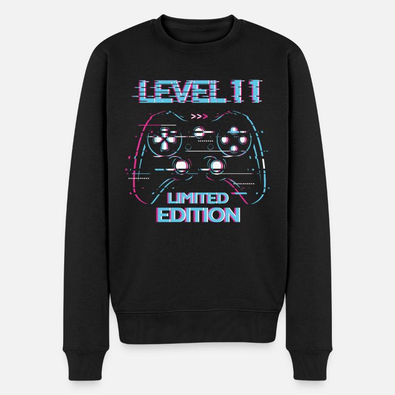 Geburtstag Level 11 Gaming Limited Edition Gamer - Männer Premium Bio Pullover - Schwarz