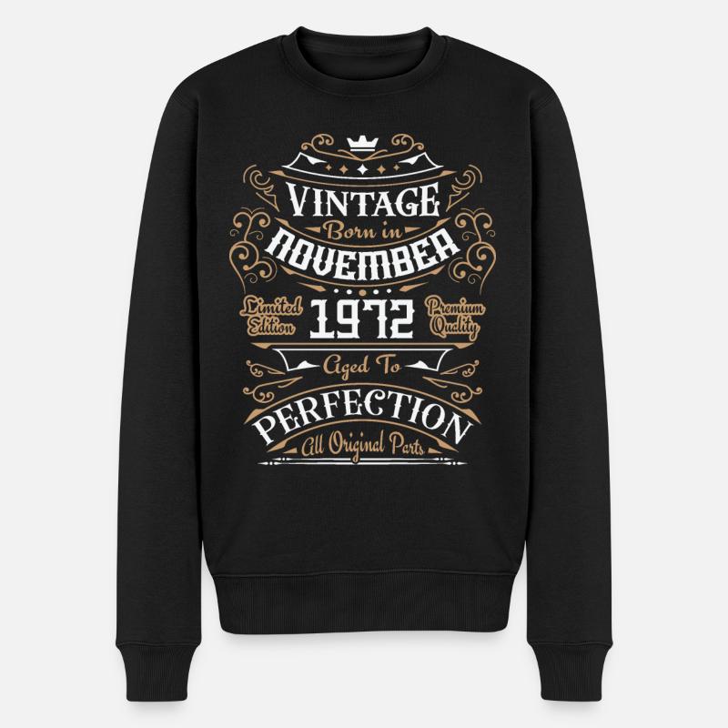 Vintage November 1972 / Retro Geschenk von Anniversair - Männer Premium Bio Pullover - Schwarz