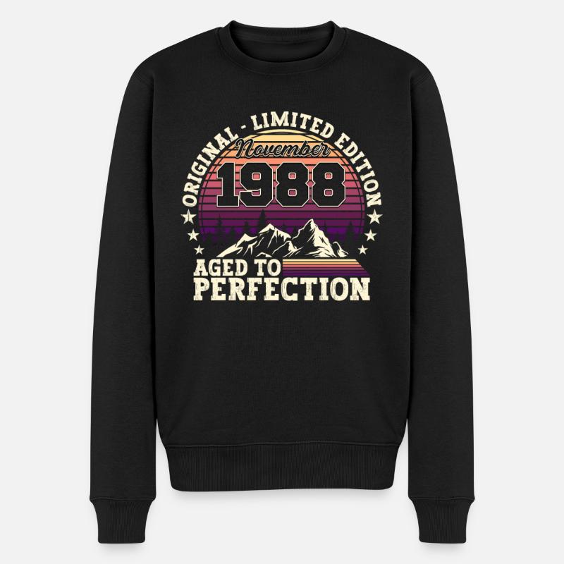 Novembre né 1988 - Cadeau de 34e anniversaire - Pull Premium bio Homme - noir