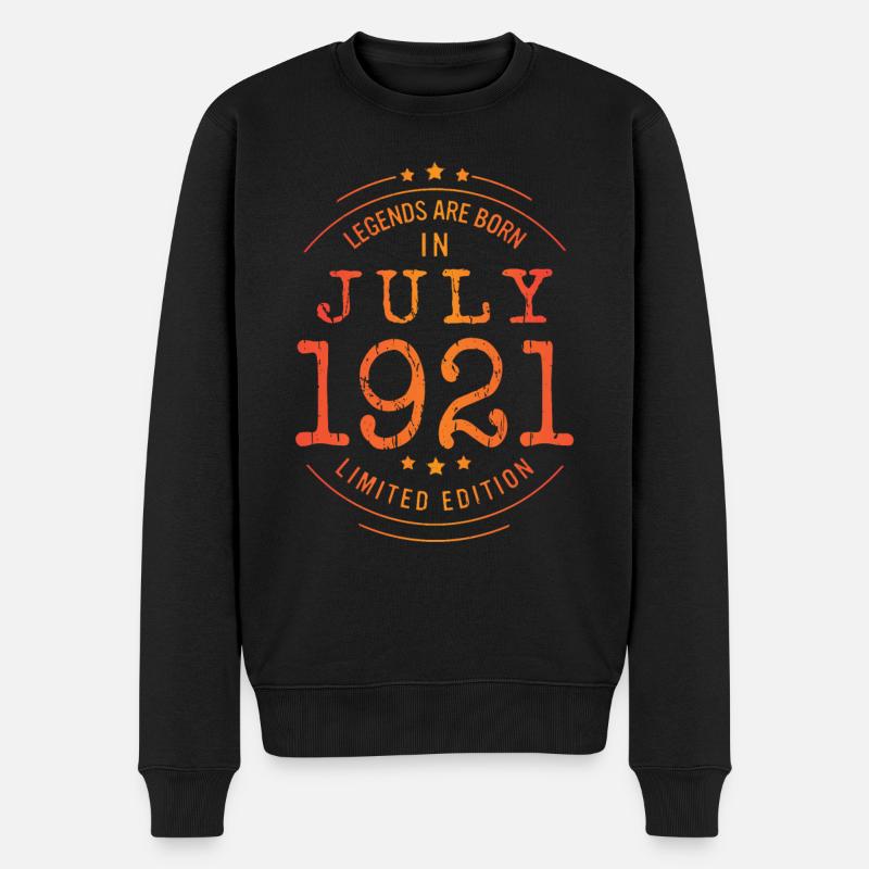 Geburtstag Juli 1921 Limited Edition Vintage - Männer Premium Bio Pullover - Schwarz