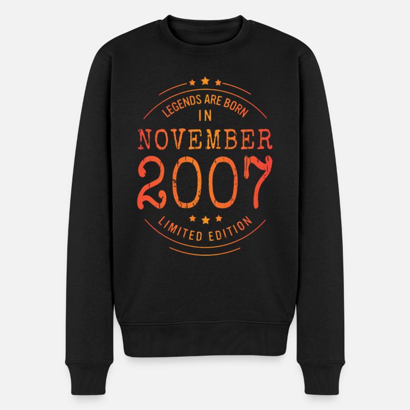 Geburtstag November 2007 Limited Edition Vintage - Männer Premium Bio Pullover - Schwarz